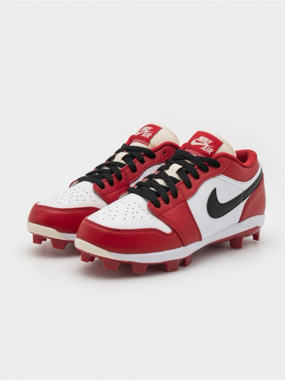 Nike Kids Red/White Baseball Cleats with Black Swoosh